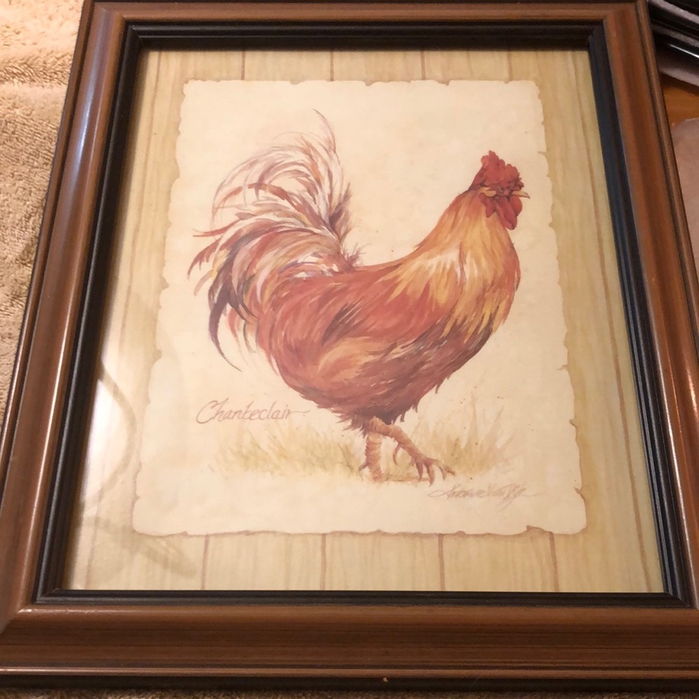 "Chanteclair" Framed 8x10” Rooster 2002 Scafa Art-Signed Jerianne Van Dijk
